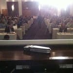 Bright lights, big podium - view from #ommasocial stage on Twitpic
