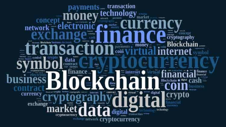 Blockchain bitcoin word clouc